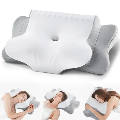 FAIORD dual-sided cervical pillow with arm rest shelf in light grey