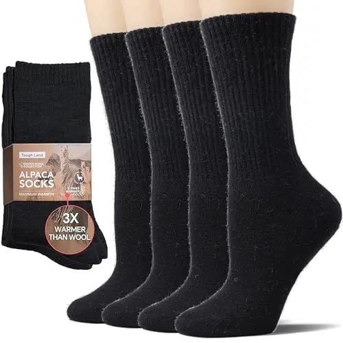 Toughland alpaca wool socks for cold weather warmth