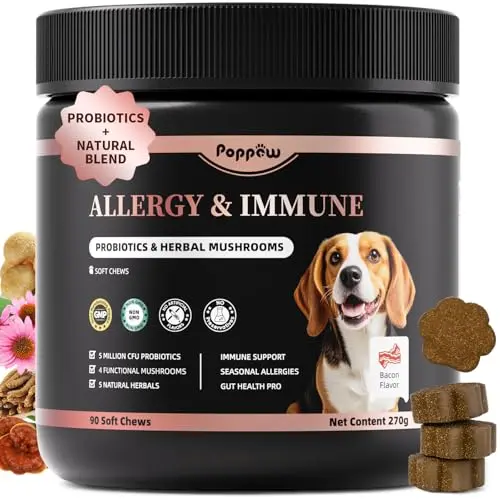 POPPAW dog allergy chews with probiotics for immune and gut health