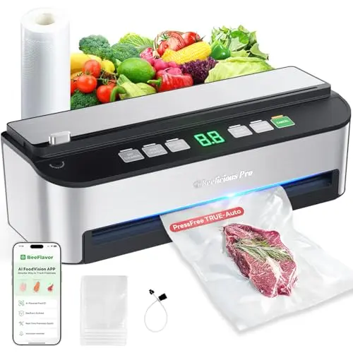 Beelicious Pro PressFree TRUE-Auto vacuum sealer machine with stainless steel design
