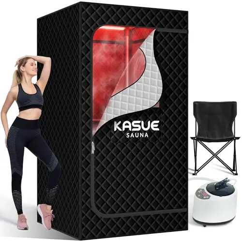 KASUE portable infrared sauna box set up in a home living space