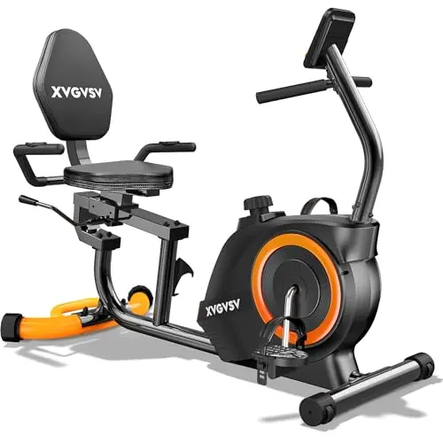XVGVSV recumbent exercise bike with LCD display and pulse sensors