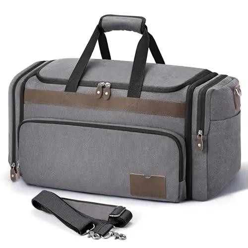 SHOWKOO vintage style canvas duffel bag in dark gray