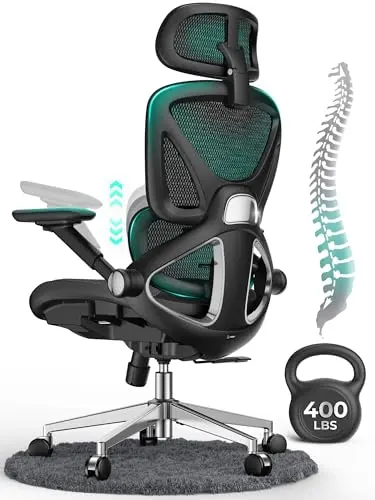 CAPOT ergonomic mesh office chair with adjustable lumbar support and flip-up arms