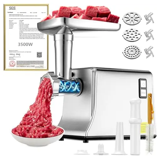 RVGMBO silver electric meat grinder with German motor