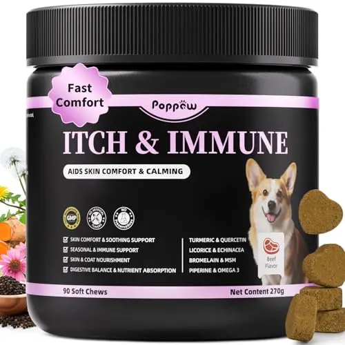 POPPAW Dog Itch Relief Chews with turmeric and omega-3