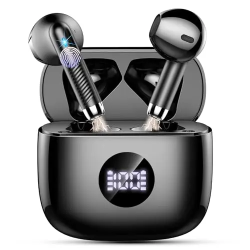 Jxrev wireless earbuds with charging case for sports