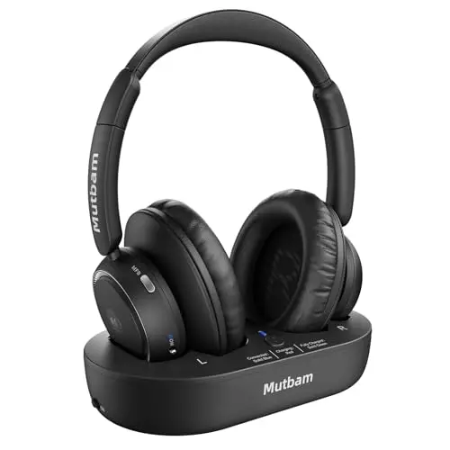 Mutbam wireless TV headphones with charging dock