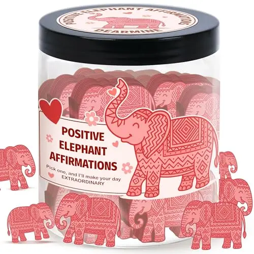 DEARMINE positive elephant cards jar with affirmation cards