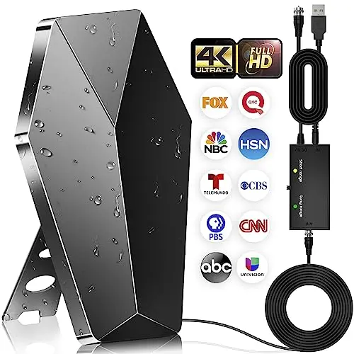 Merpersom TV Antenna with amplified signal booster and portable bracket