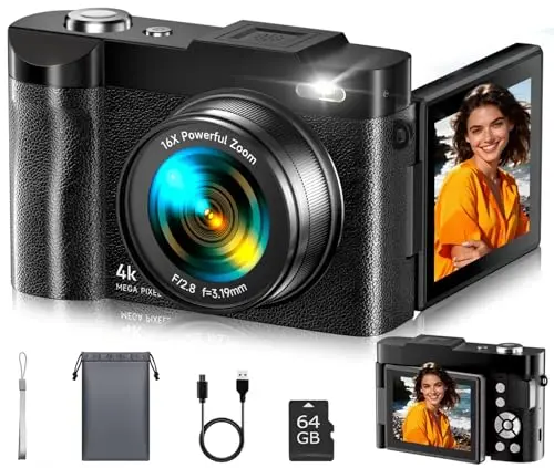 Ploomen compact digital camera with flip screen and sleek design
