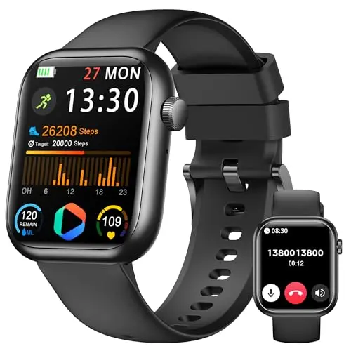 QVEQ smart watch with large display showing health metrics