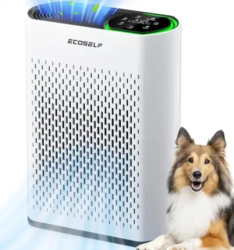 ECOSELF HAP602 white air purifier with digital display