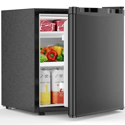 Electactic black mini fridge with freezer