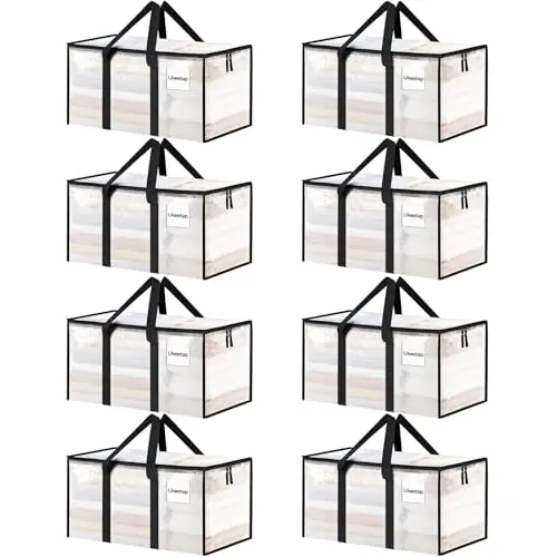 ukeetap clear heavy duty storage bins with lids for dorm organization