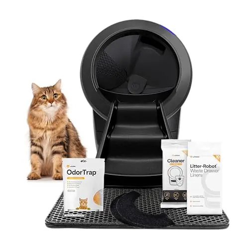 Litter-Robot 4 automatic litter box with ramp and mat