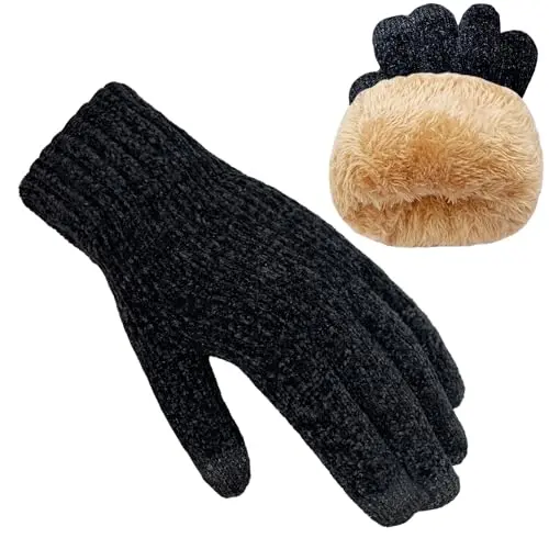 HOPSOOKEN Winter Chenille Touchscreen Gloves for Women