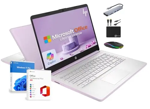 HP 14-inch laptop in honey lavender color