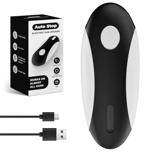 EASYVAVA auto stop electric can opener with rechargeable battery and portable design