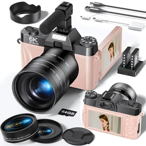 FLATIC digital camera with flip screen and macro lens