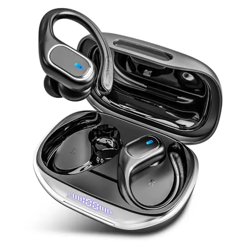 HAOYUYAN wireless earbuds with over-ear hooks for secure fit during running